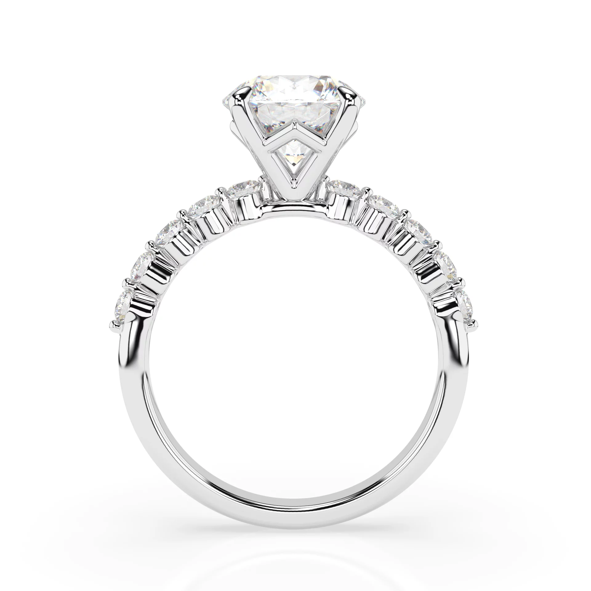 3.5 CTW Lab Floating Diamond Engagement Ring White Gold Metal Front View