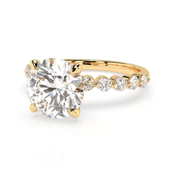 3.5 CTW Lab Floating Diamond Engagement Ring Yellow Gold Side View